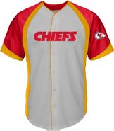 FANATICS Men's Fanatics  Gray Kansas City Chiefs Big & Tall Button-Up Raglan Fashion Top