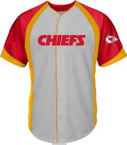 FANATICS Men's Fanatics  Gray Kansas City Chiefs Big & Tall Button-Up Raglan Fashion Top
