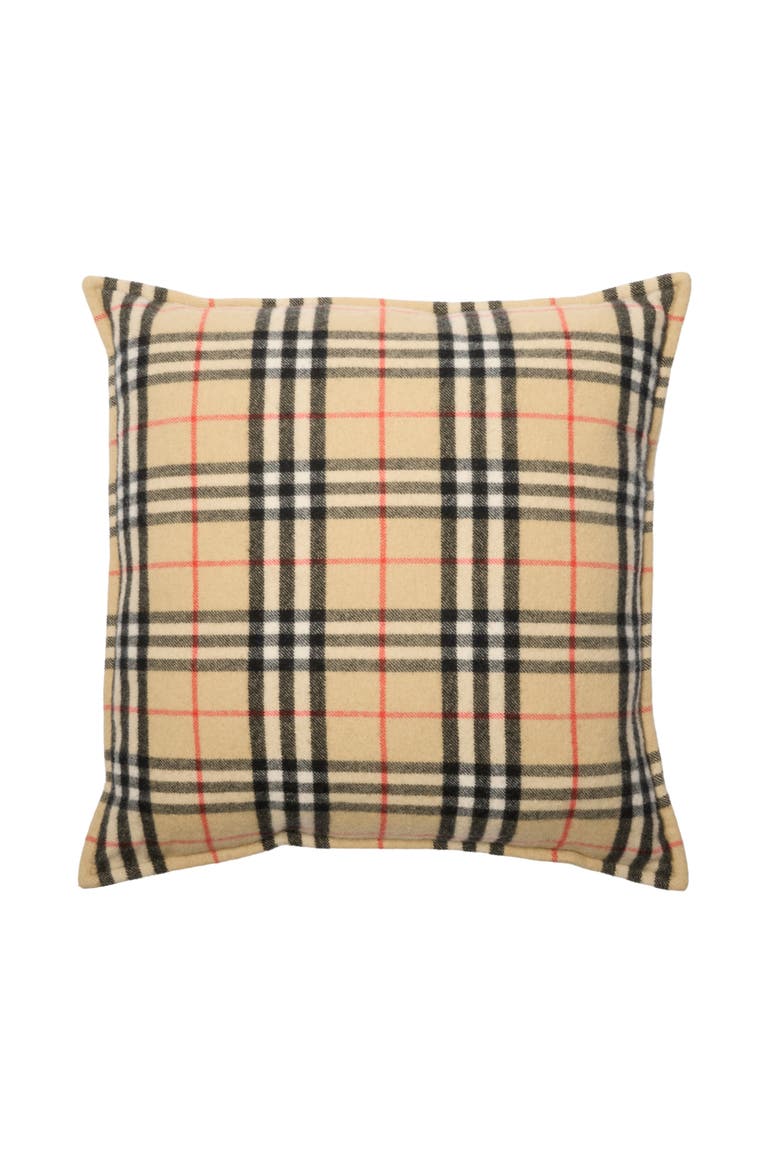 Check Cashmere Cushion, Main, color, Sand beige