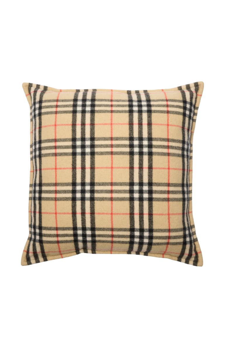 Burberry Check Cashmere Cushion, Main, color, Sand Beige