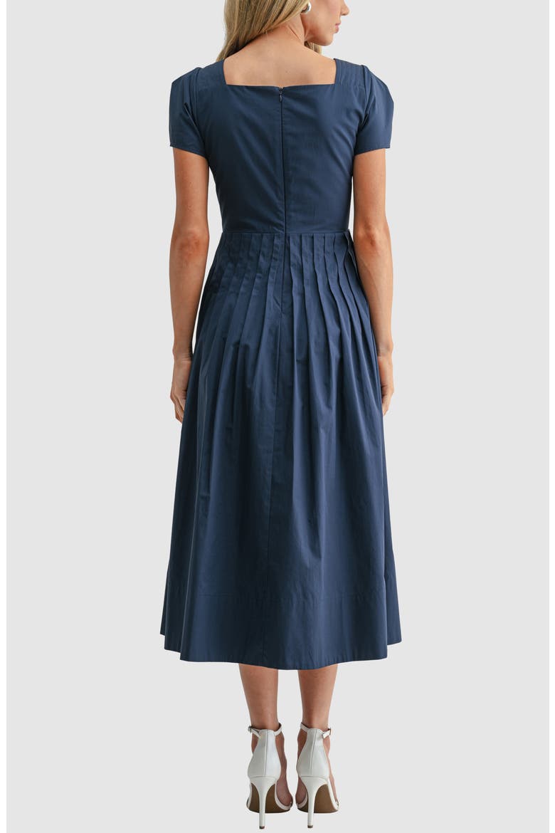 Pintuck Detail Cotton Midi Dress, Alternate, color, NAVY