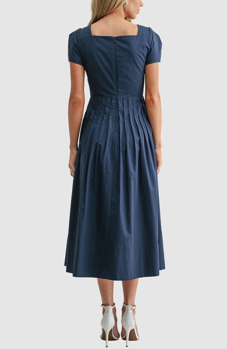 Mila Mae Pintuck Detail Cotton Midi Dress, Alternate, color, Navy