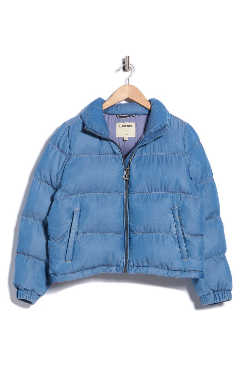 Stowe Denim Crop Puffer Jacket, Alternate, color, MEDIUM WASH