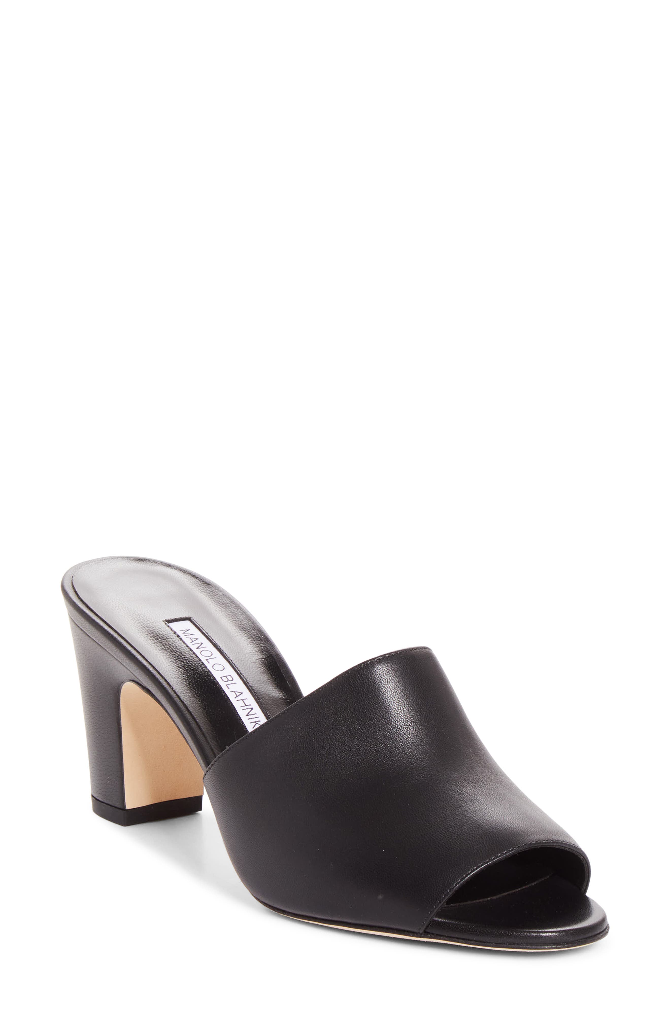Manolo Blahnik Rapallarbar Block Heel Slide Sandal, Main, color, Black