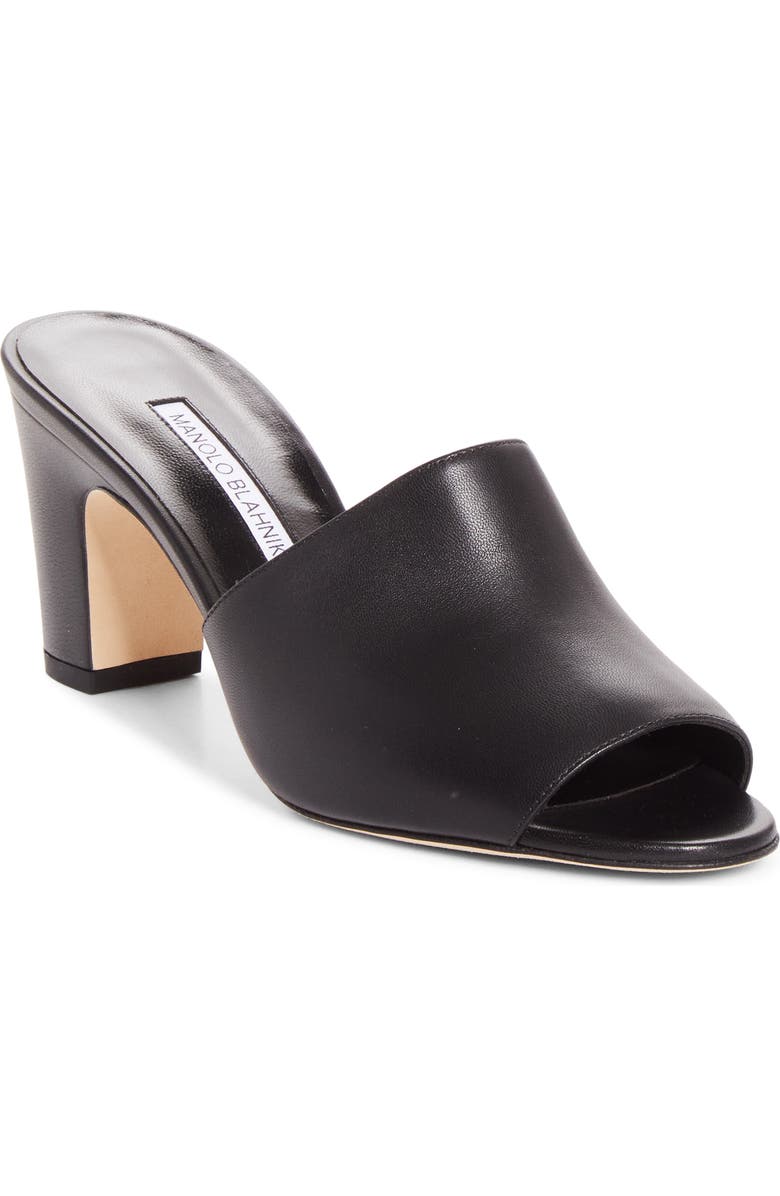 Manolo Blahnik Rapallarbar Block Heel Slide Sandal, Main, color, Black