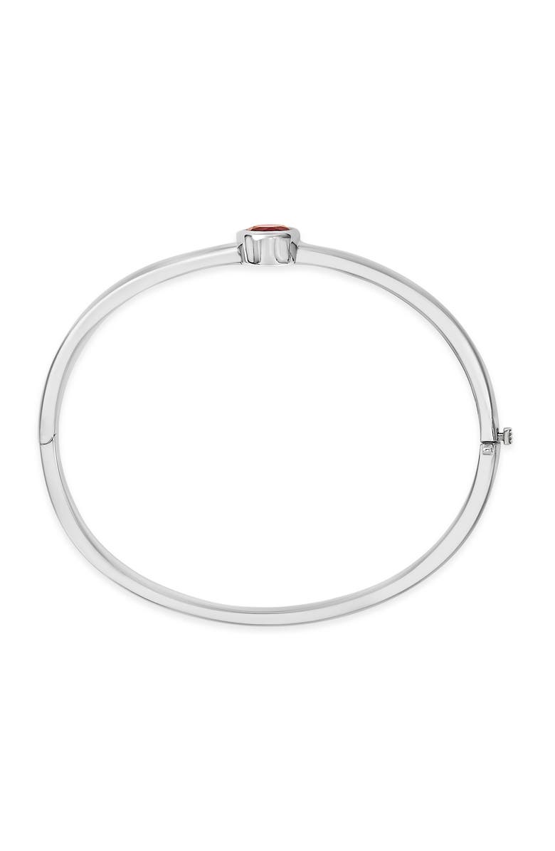 Haus of Brilliance .925 Sterling Silver 7X7MM Created Red Ruby Solitaire Bangle Bracelet - 7 Inches, Alternate, color, White
