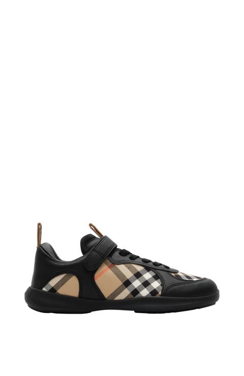 Check and Leather Matrix Sneakers