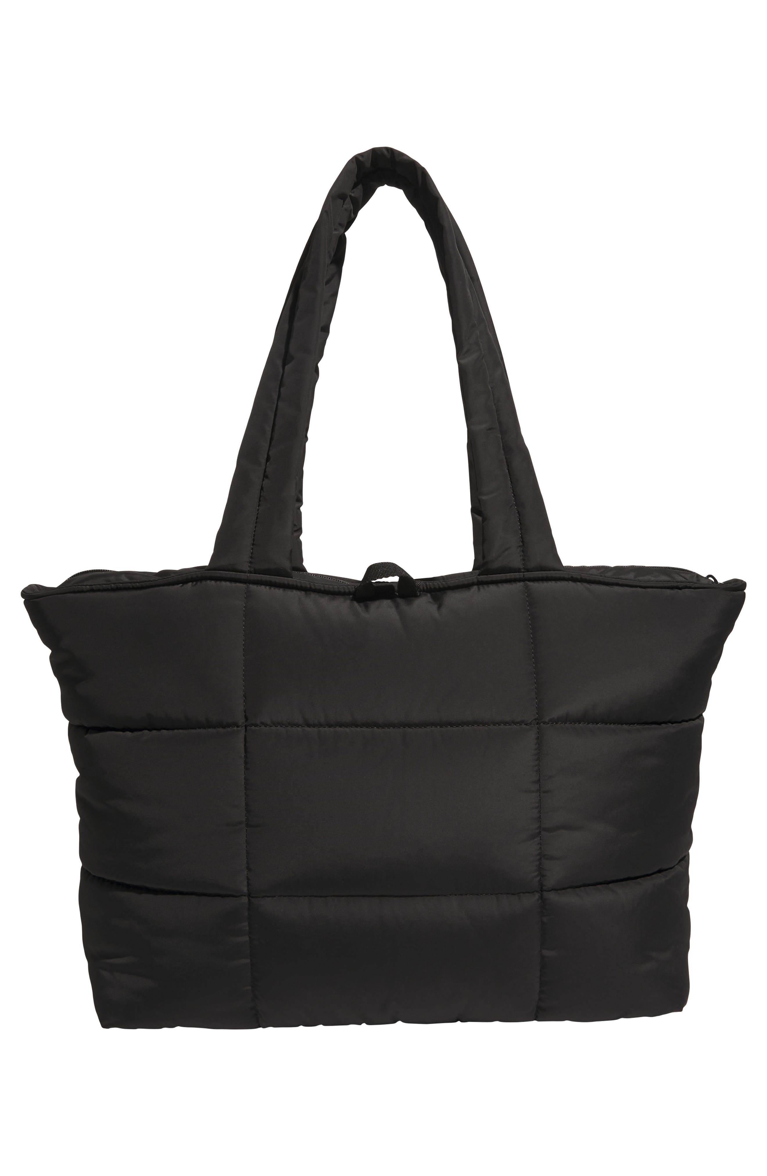 adidas All Me Quilted Tote, Alternate, color, Black