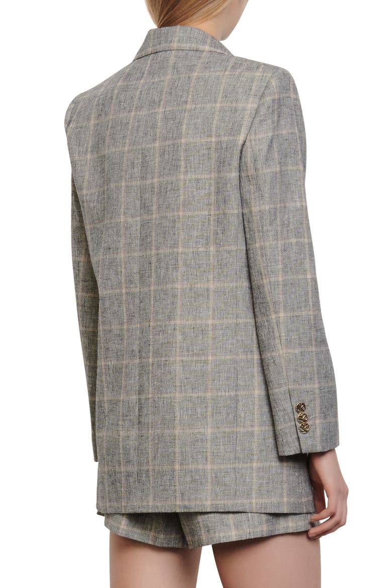 Beyane Double Breasted Plaid Blazer, Alternate, color, GREY / BEIGE