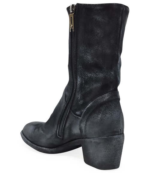 Madison Maison Suede Metallic Mid Calf Boot In Silver