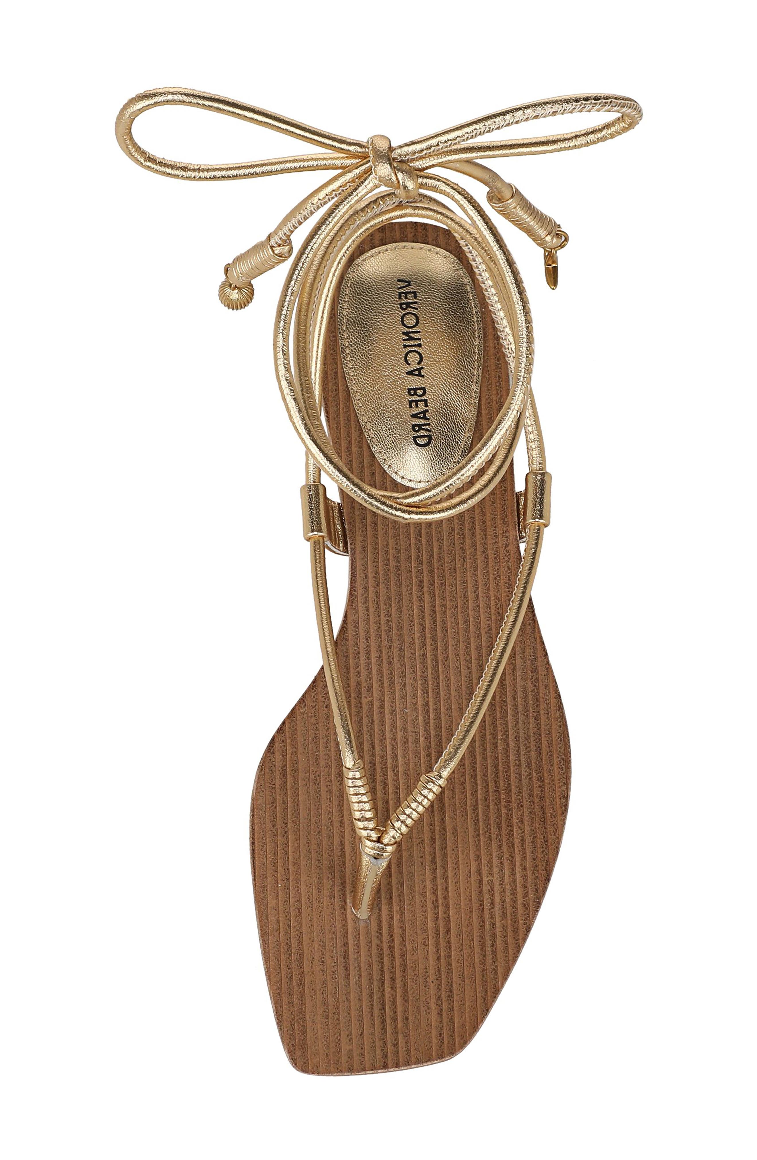Rosetta Ankle Wrap Sandal, Alternate, color, PALE GOLD