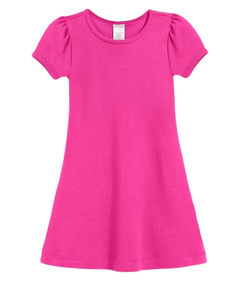 Girls Soft Cotton Puff Short Sleeve Dress (Toddler/Kids)