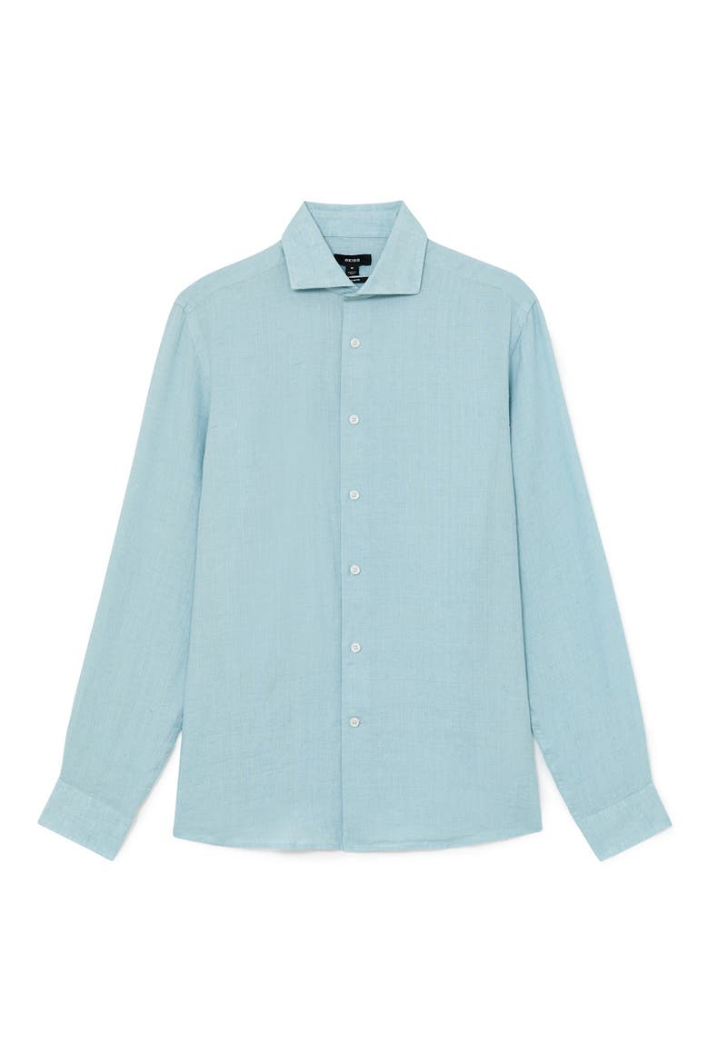Ruban Linen Button-Up Shirt, Main, color, ULTRA MARINE GREY