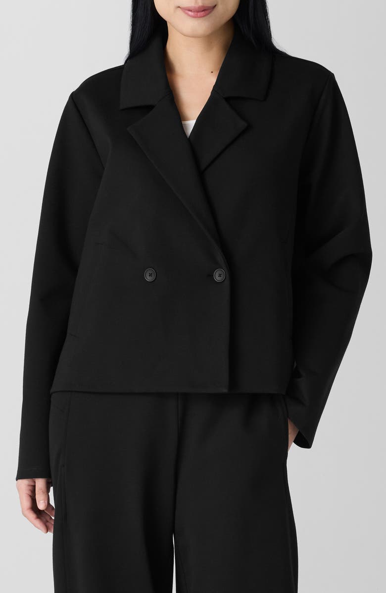 Eileen Fisher Double Breasted Notch Collar Short Blazer, Main, color,