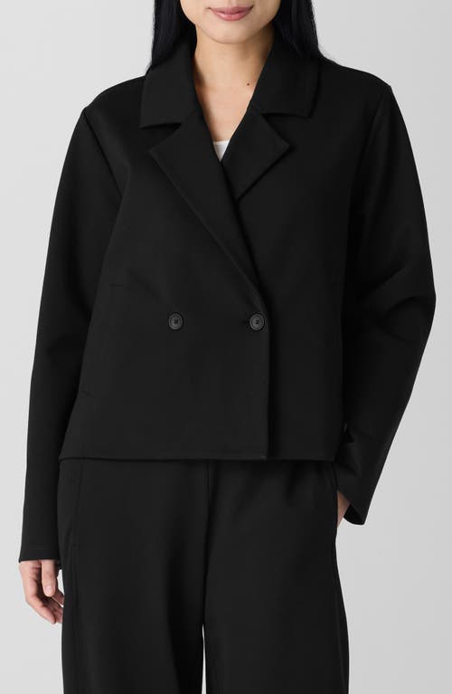 Shop Eileen Fisher Double Breasted Notch Collar Short Blazer In Black