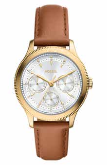 Fossil Brynn Multifunction Leather Strap Watch, 38mm