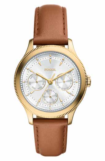 Fossil Brynn Multifunction Leather Strap Watch, 38mm