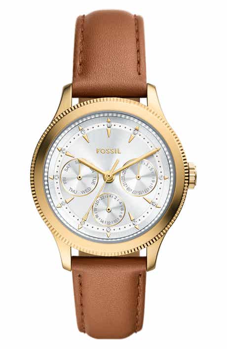Fossil Brynn Multifunction Leather Strap Watch, 38mm