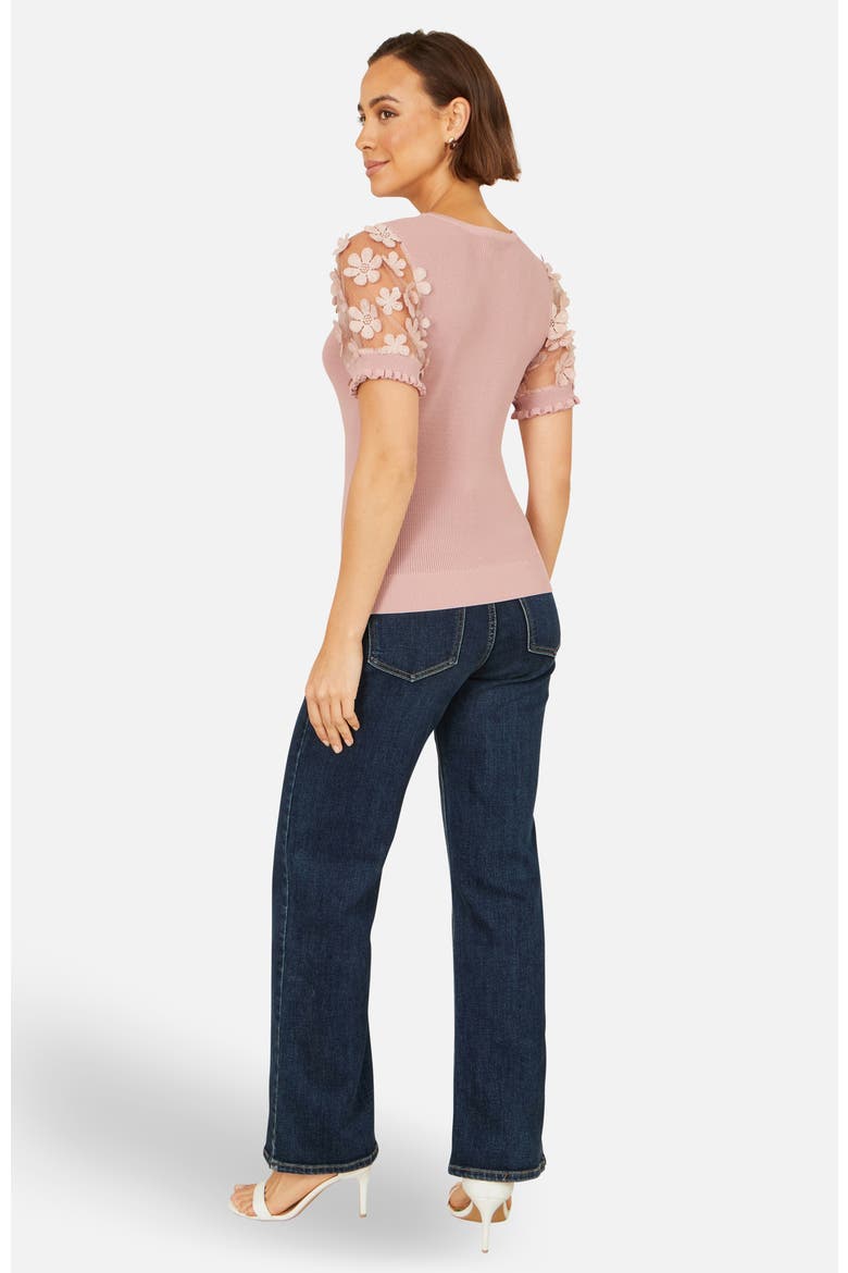 Floral Applique Knitted Top, Alternate, color, Blush