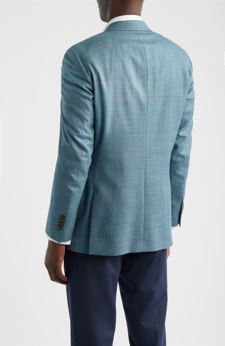 Peter Millar Flynn Classic Fit Green Windowpane Check Wool & Silk Blend Sport Coat, Alternate, color, Light Green