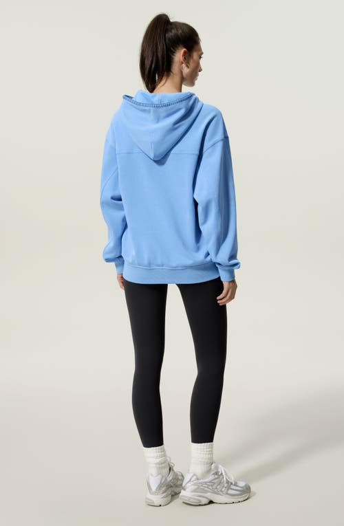 Lilysilk Silkerry Oversized Seamflow Douceur Stand Collar With Half-zip Hoodie In Blue