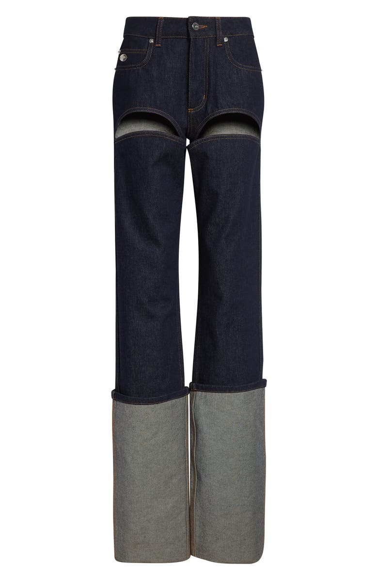 Jean Paul Gaultier Cutout Cuffed Jeans, Main, color, Indigo