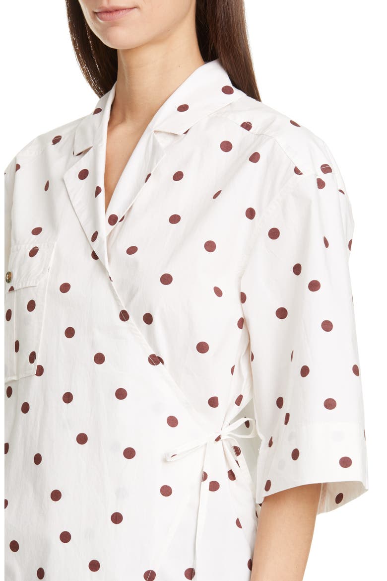 Dot Print Oversize Wrap Shirt, Alternate, color, EGRET