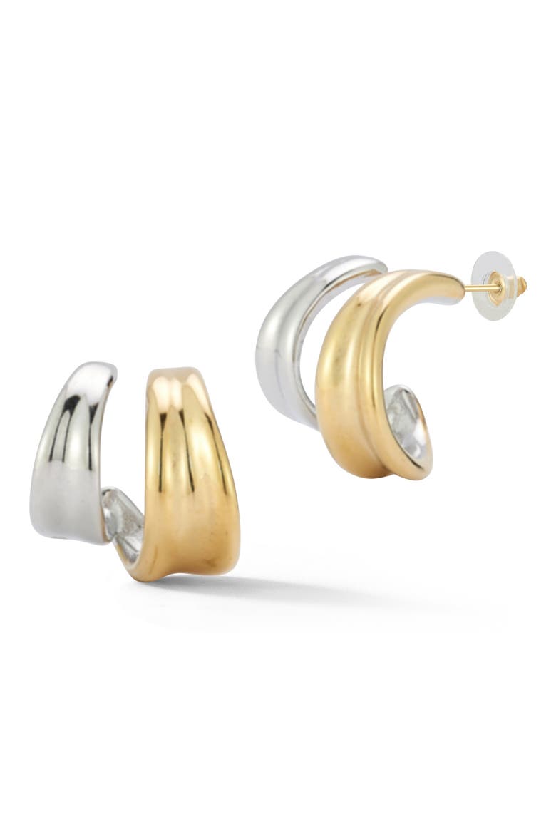 Two Tone Double Hoop Earrings, Main, color, TWO TONE