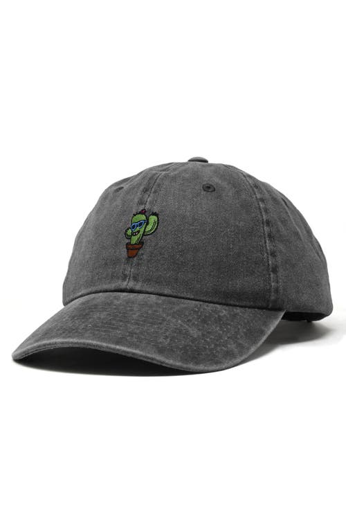 Dalix Cactus Embroidered Casual Cap In Washed Black