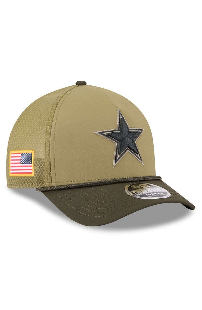New Era Men's New Era Green Dallas Cowboys 2025 Salute to Service 9FORTY A-Frame M-Crown Adjustable Hat, Main, color, Green
