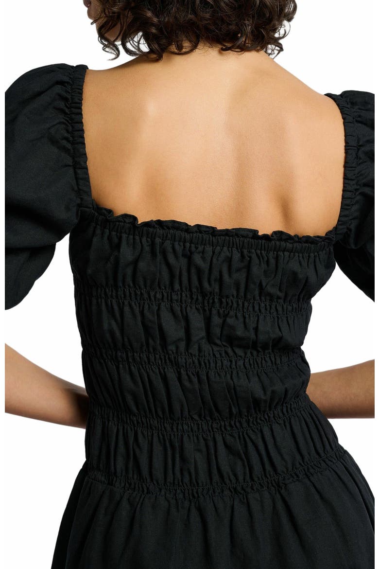 Air Linen Smocked Mini Dress, Alternate, color, BLACK