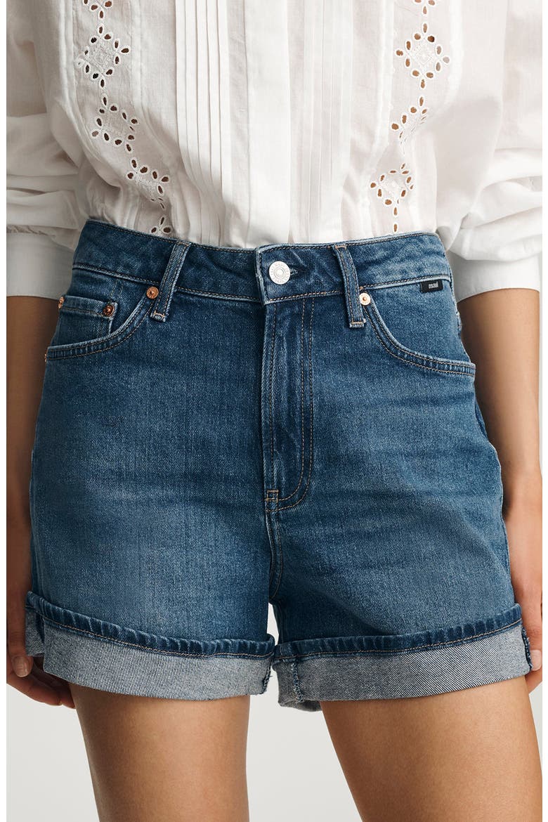 Heidi High Waist Cuffed Relaxed Denim Shorts, Alternate, color, MID BRUSHED CLASSIC