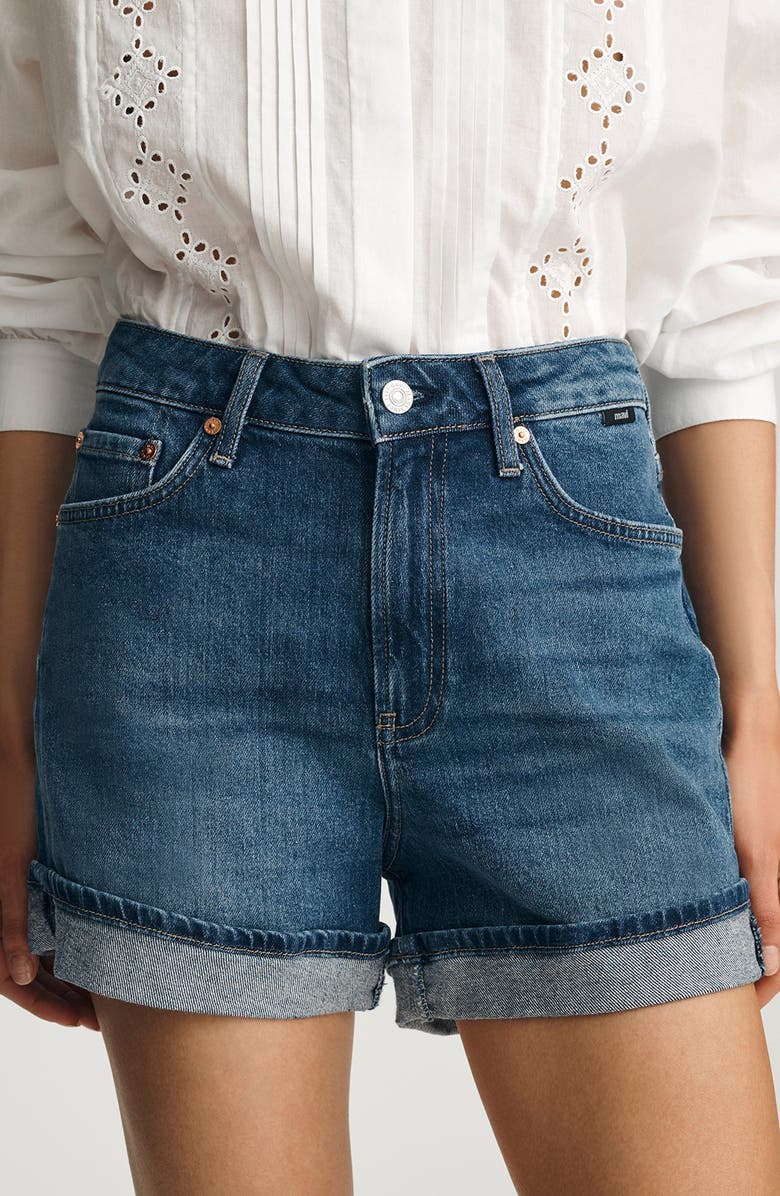 Mavi Jeans Heidi High Waist Cuffed Relaxed Denim Shorts, Alternate, color, Mid Brushed Classic