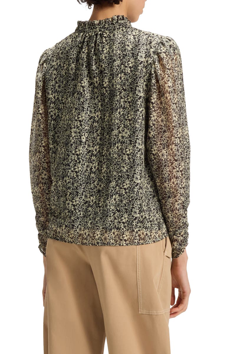 BOSS Orange Berodeo Floral Long Sleeve Top, Alternate, color, Black/ Ivory