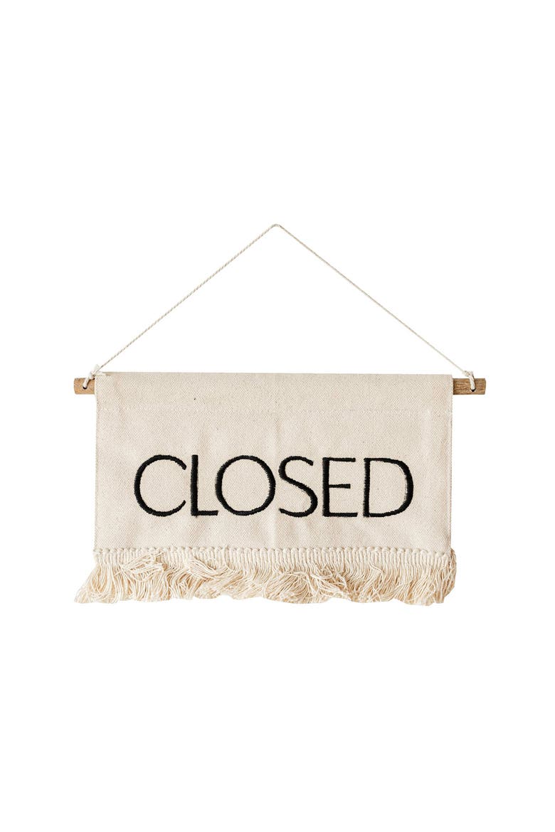 Tasseled Open or Closed Sign, Alternate, color, White