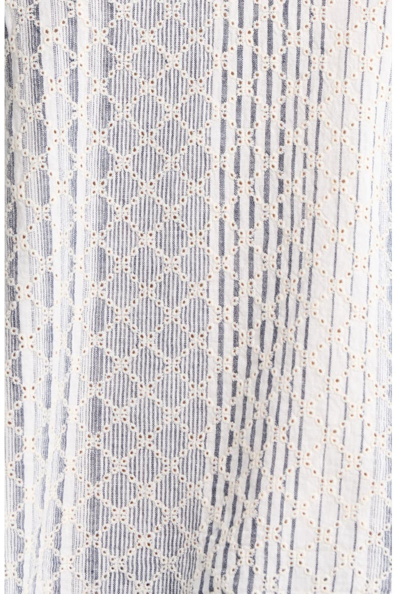 Arlene Eyelet Embroidered Linen Blend Ruffle Shoulder Top, Alternate, color, STRIPED EYELET