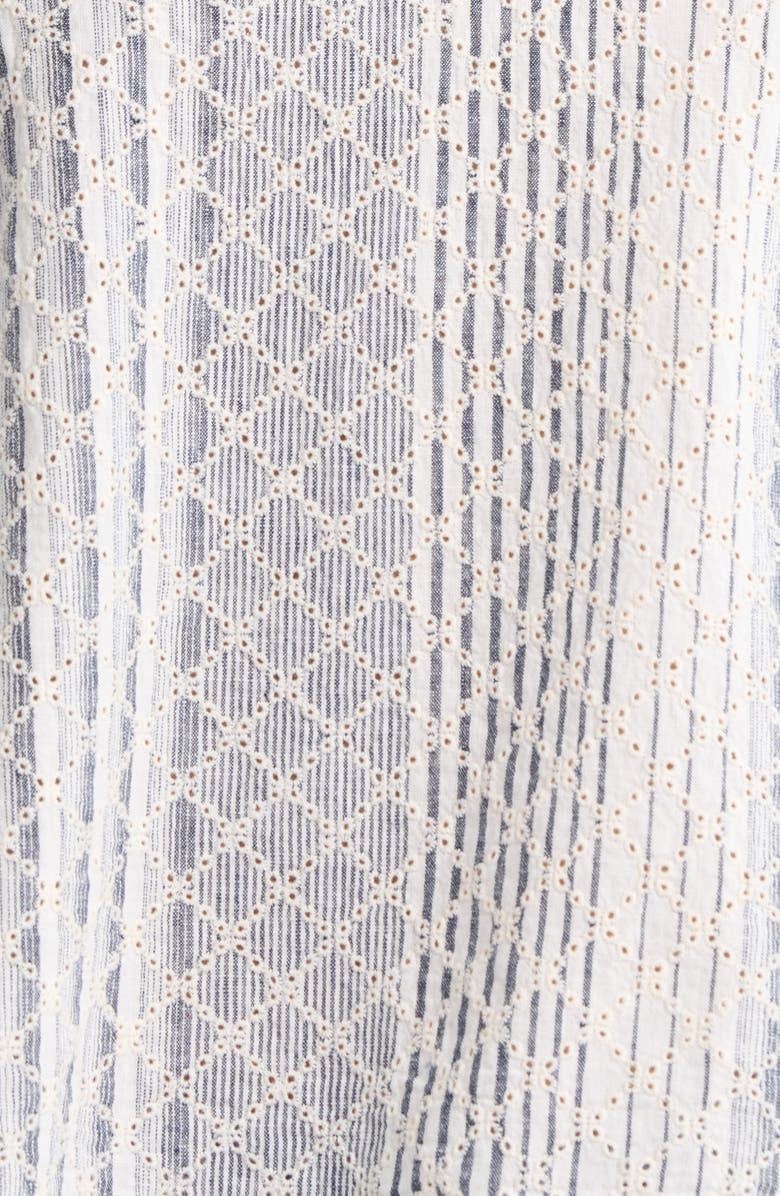 Rails Arlene Eyelet Embroidered Linen Blend Ruffle Shoulder Top, Alternate, color, Striped Eyelet