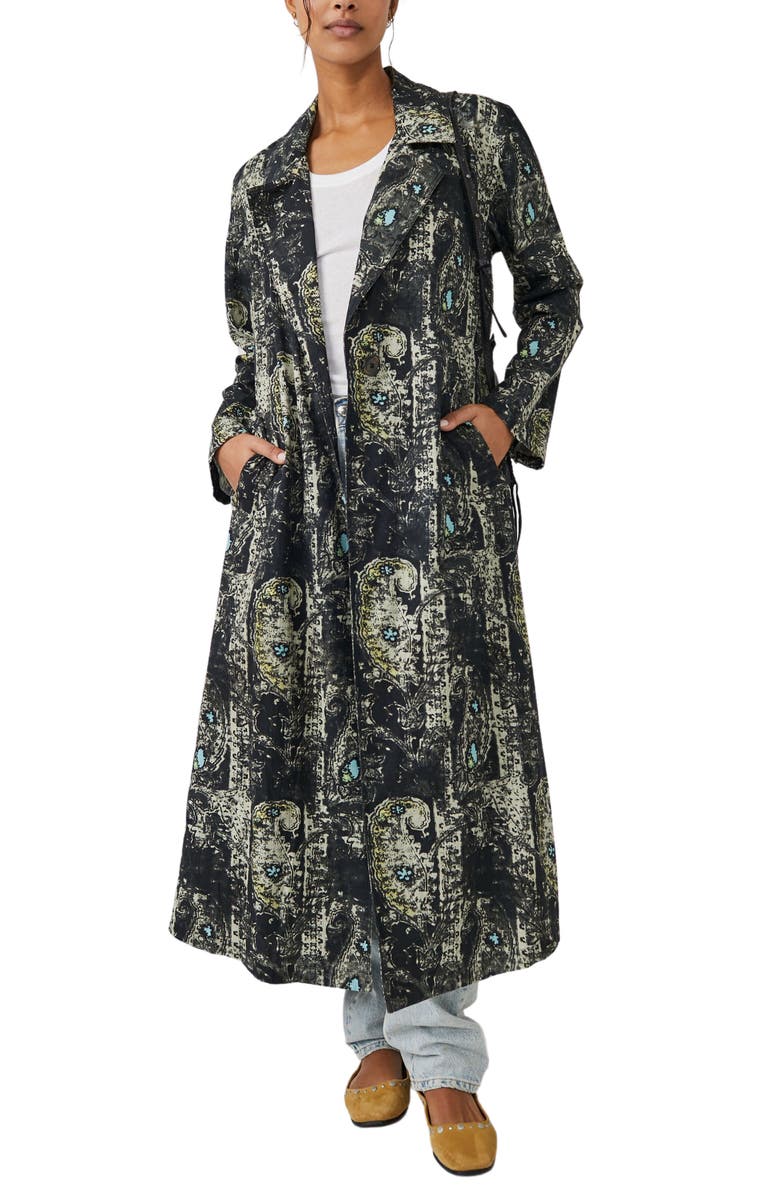 Free People Rae Paisley Print Cotton & Linen Duster Jacket, Main, color, 