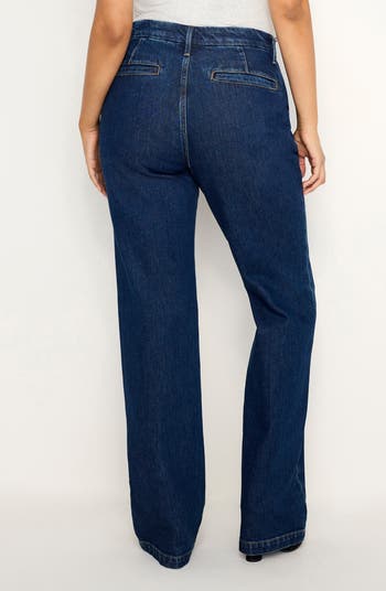 Pintuck High Waist Wide Leg Trouser Jeans
