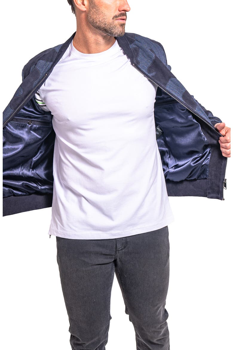 Ascension0008 Leather & Denim Camouflage Jacket, Alternate, color, BLUE