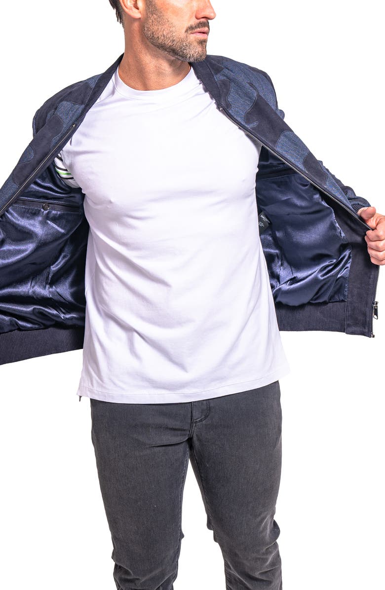 Maceoo Ascension0008 Leather & Denim Camouflage Jacket, Alternate, color, Blue