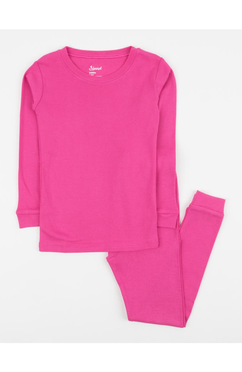 Leveret Kids Two-Piece Solid Cotton Matching Family Pajamas, Main, color, Hot Pink