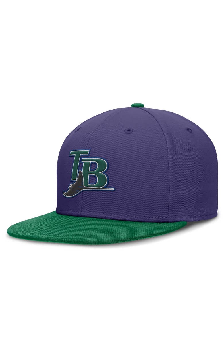 Nike Men's Nike Purple/Green Tampa Bay Rays True Primetime Two-Tone Performance Fitted Hat, Alternate, color, Purple