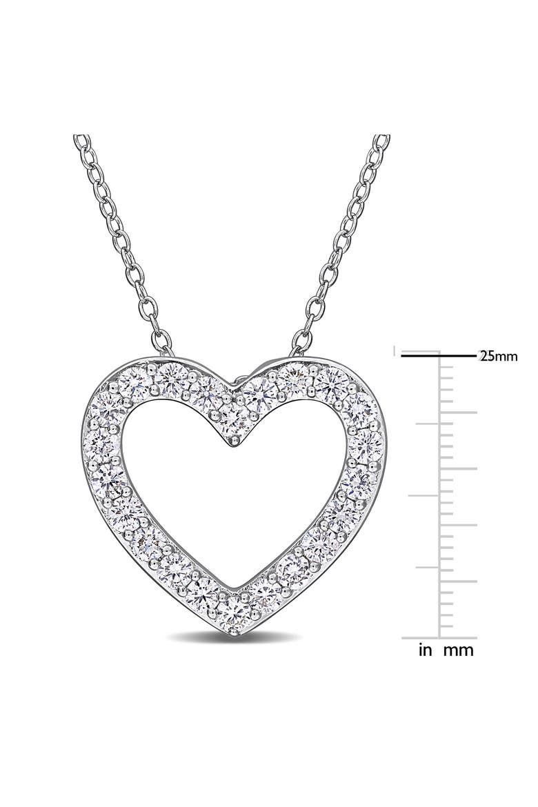 Lab-Grown Diamond Heart Necklace Silver, Alternate, color, Sterling silver