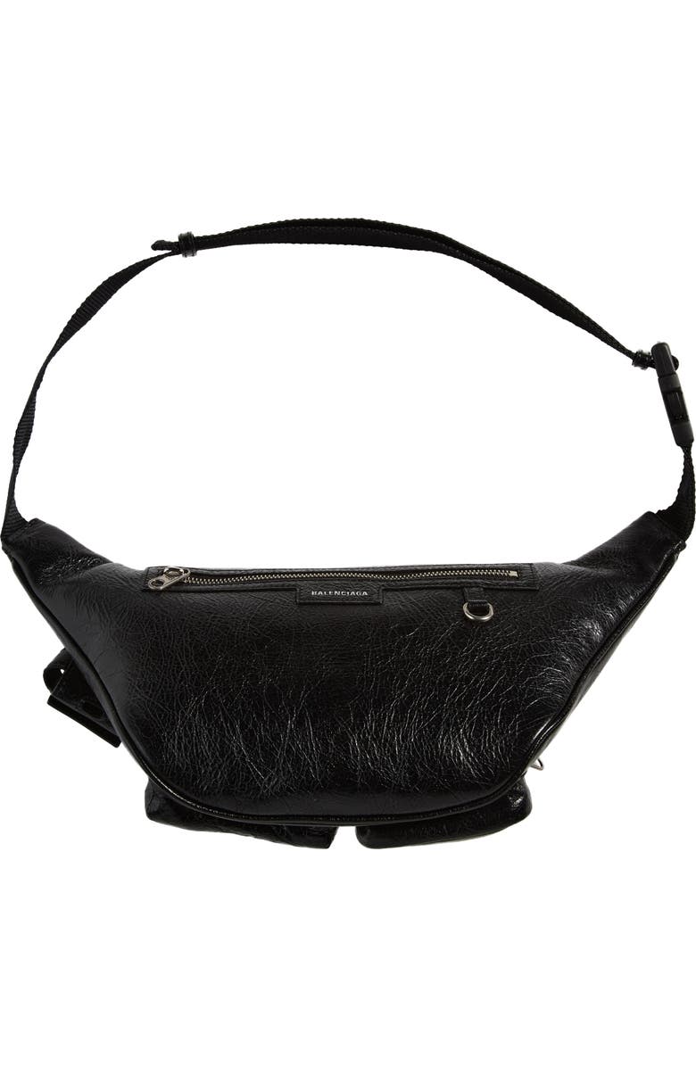 Balenciaga Superbusy Crinkle Leather Belt Bag, Alternate, color,