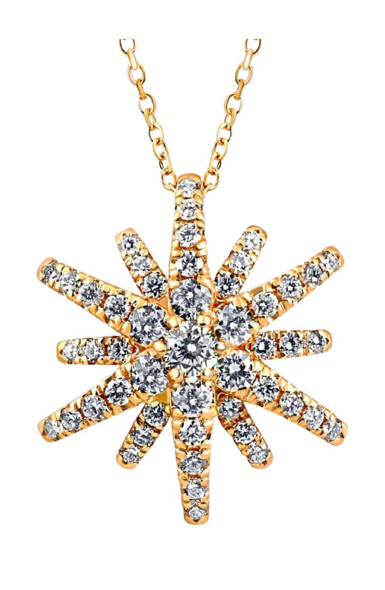 Bliss Diamond 1Ct TW Round Cut Starburst Diamond Pendant 14k Gold Lab Grown Necklace, Main, color, 