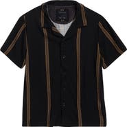 DENIM AND FLOWER Kids' Textured Stripe Camp Shirt