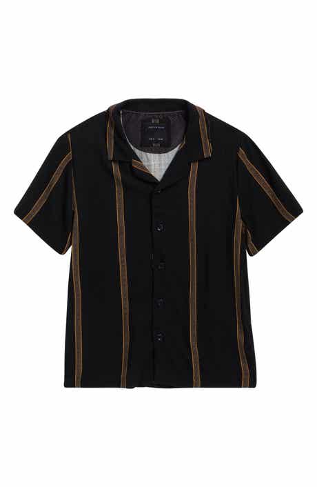 DENIM AND FLOWER Kids' Textured Stripe Camp Shirt