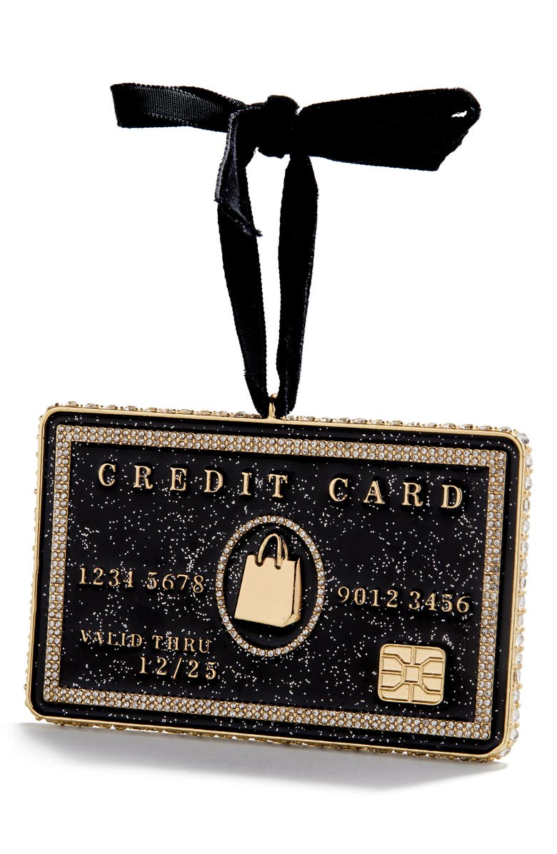 BaubleBar Credit Card Ornament, Main, color, Black