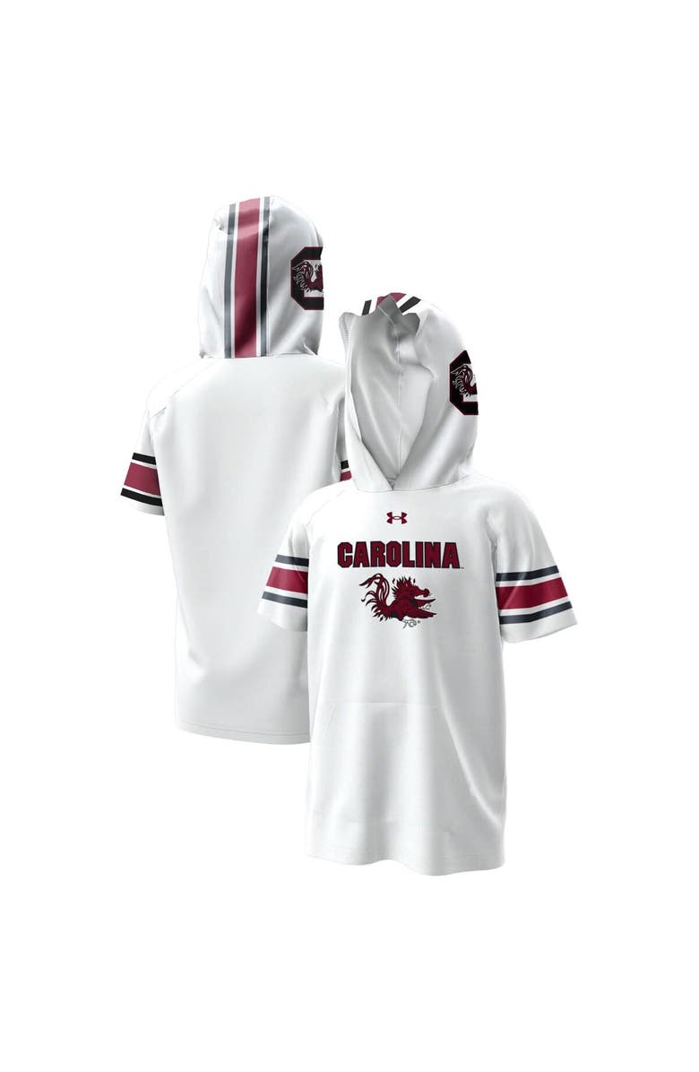 Under Armour Youth Under Armour  White South Carolina Gamecocks ArmourFuse Jersey Raglan Hooded T-Shirt, Main, color, 